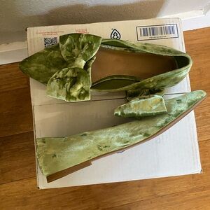 ASOS Green Velvet Bow Flats 11W